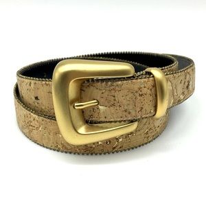 Vintage Cork Belt Satin Gold Buckle Gold Flecks Sandy Duftler Design